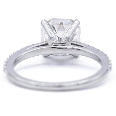 Asscher Moissanite 4 Prongs Diamond Accent Ice Cathedral Solitaire Ring-Solitaire Ring-Fire & Brilliance ®