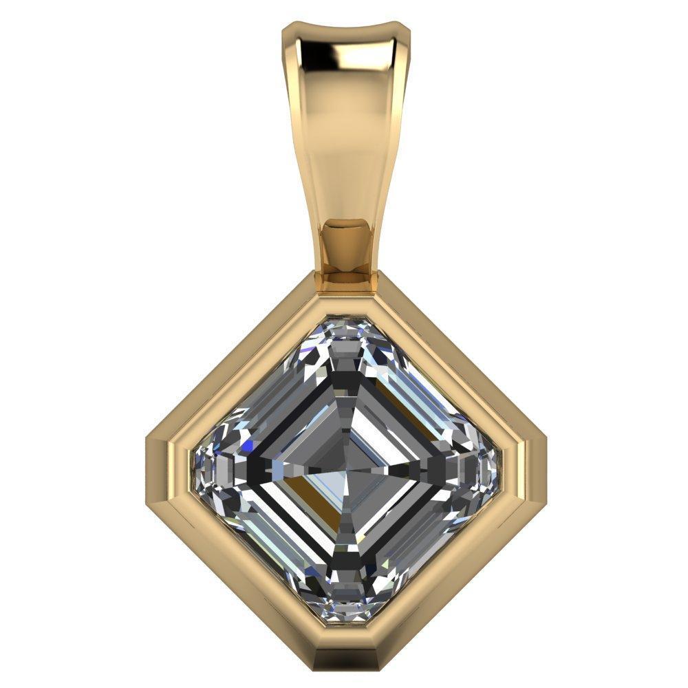 Asscher Moissanite Bezel Solitaire Pendant-Pendants-Fire & Brilliance ®