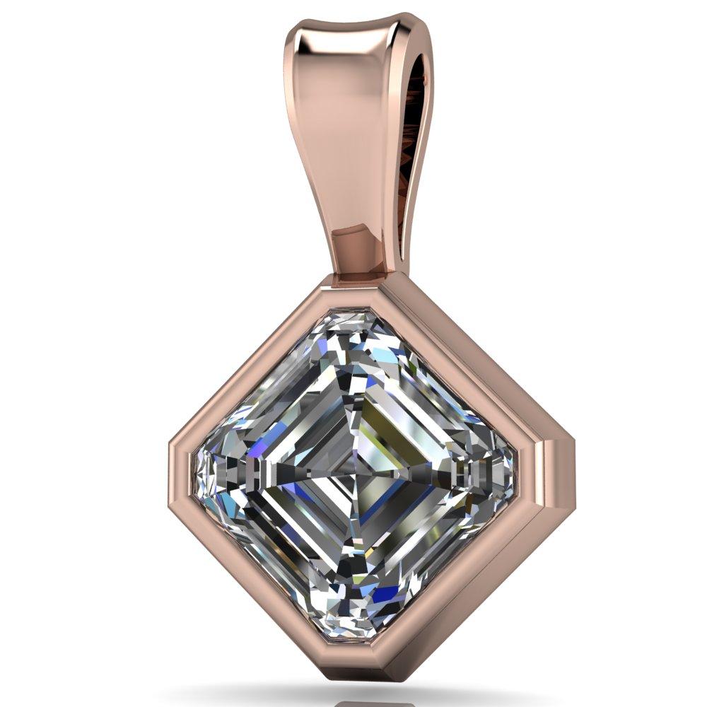 Asscher Moissanite Bezel Solitaire Pendant-Pendants-Fire & Brilliance ®