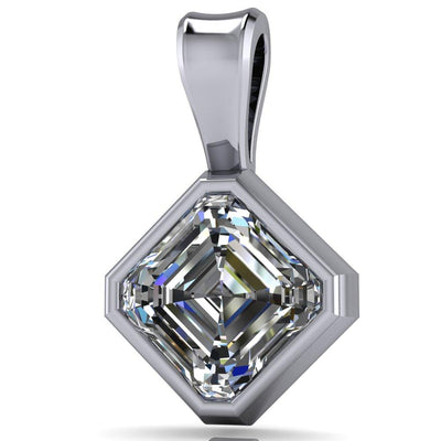 Asscher Moissanite Bezel Solitaire Pendant-Pendants-Fire & Brilliance ®