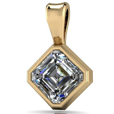 Asscher Moissanite Bezel Solitaire Pendant-Pendants-Fire & Brilliance ®