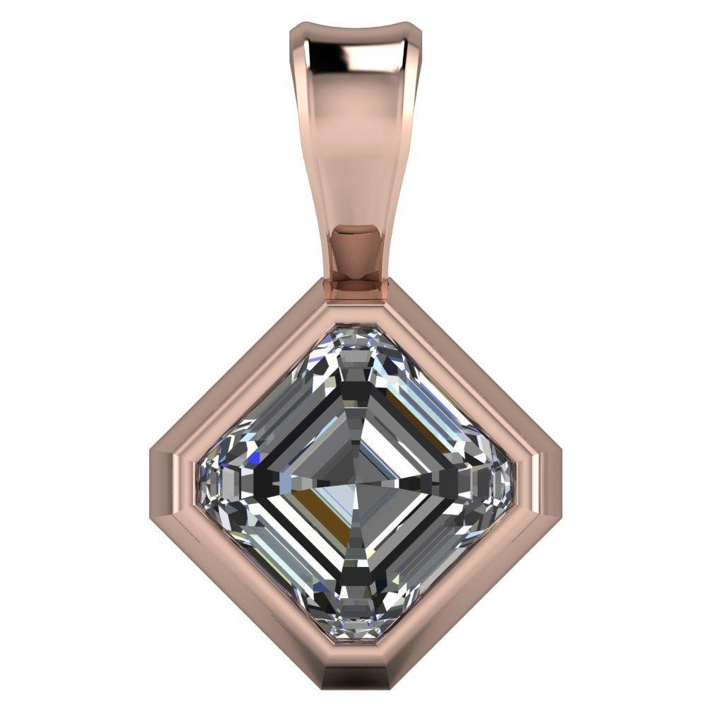 Asscher Moissanite Bezel Solitaire Pendant-Pendants-Fire & Brilliance ®