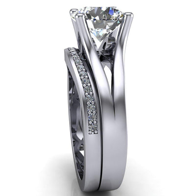 Astaire Round Moissanite 4 Prong Split Shank Engagement Ring-Custom-Made Jewelry-Fire & Brilliance ®
