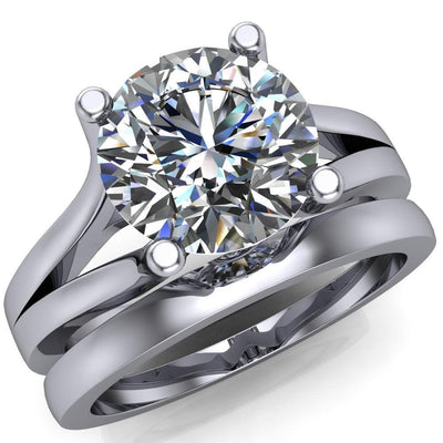 Astaire Round Moissanite 4 Prong Split Shank Engagement Ring-Custom-Made Jewelry-Fire & Brilliance ®