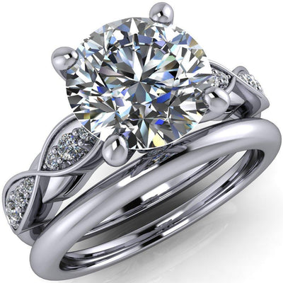 Atlantis Round Moissanite Infinite Diamond Shoulder 4 Prong Engagement Ring-Custom-Made Jewelry-Fire & Brilliance ®