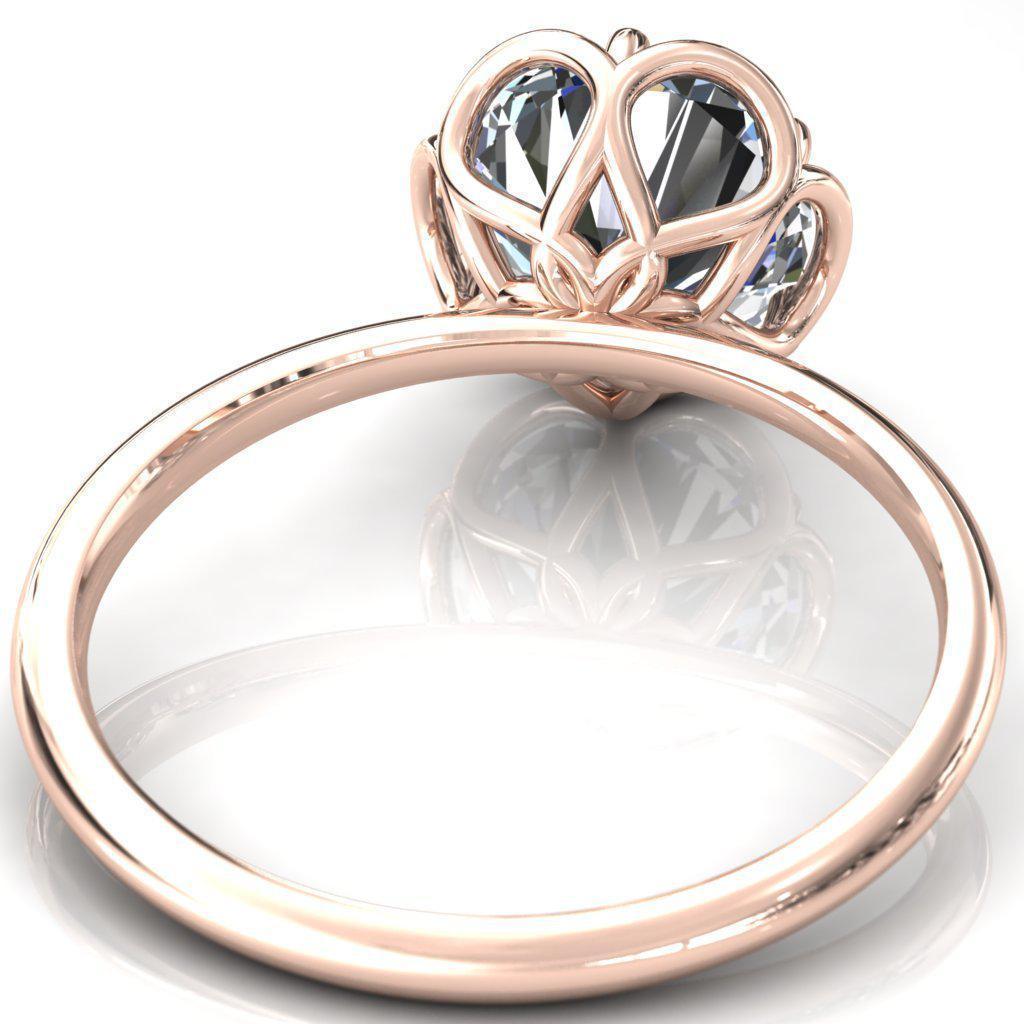 Aubretia Round Moissanite Drop Petal Flower Engagement Ring-Custom-Made Jewelry-Fire & Brilliance ®