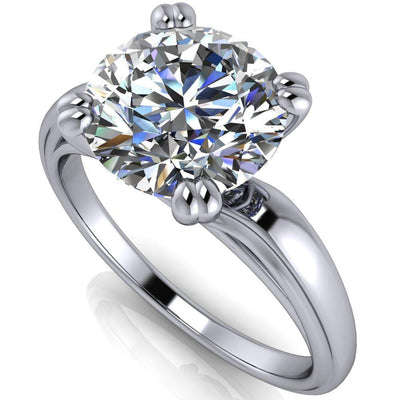 Audree Round Moissanite 4 Prong Solitaire Ring-Custom-Made Jewelry-Fire & Brilliance ®