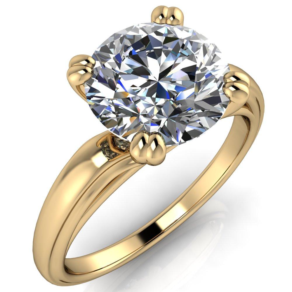 Audree Round Moissanite 4 Prong Solitaire Ring-Custom-Made Jewelry-Fire & Brilliance ®