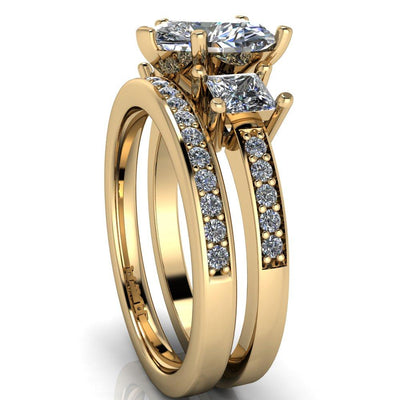 Audrina Heart Moissanite Side Square Diamond Shank Ring-Custom-Made Jewelry-Fire & Brilliance ®