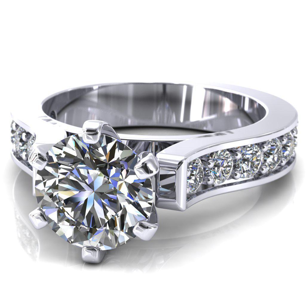 Ava Round Moissanite 6 Prong Cathedral Ring-Custom-Made Jewelry-Fire & Brilliance ®