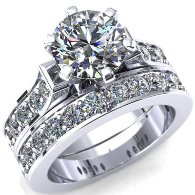 Ava Round Moissanite 6 Prong Cathedral Ring-Custom-Made Jewelry-Fire & Brilliance ®