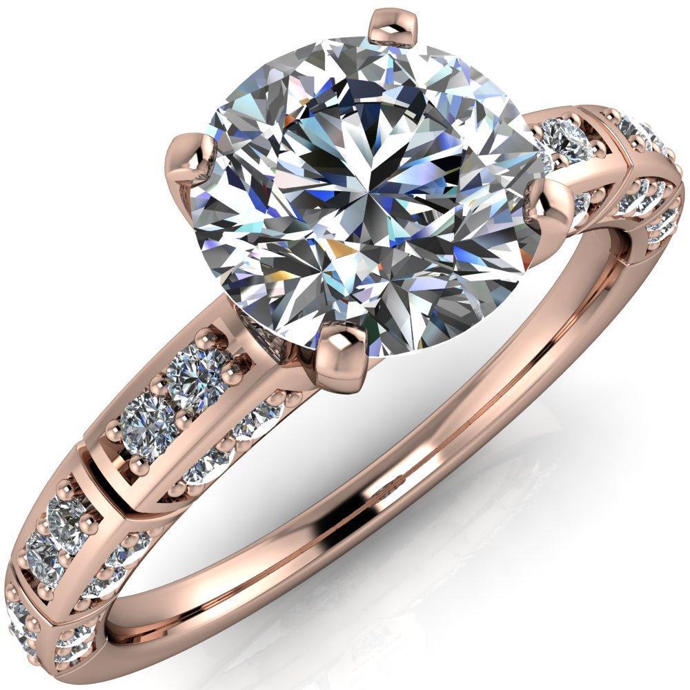 Avery Round Moissanite 4 Prong Designer Shank Ring-Custom-Made Jewelry-Fire & Brilliance ®