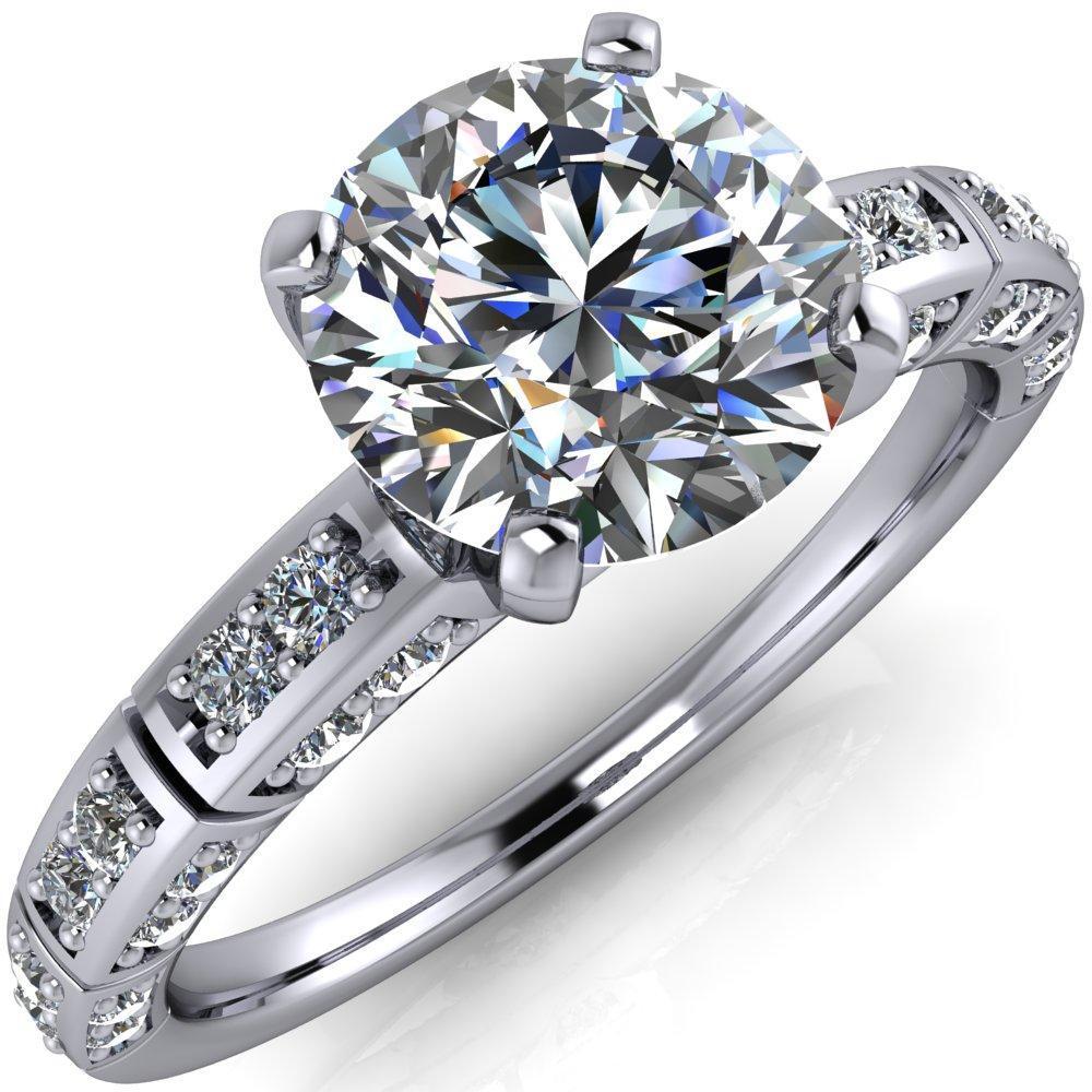Avery Round Moissanite 4 Prong Designer Shank Ring-Custom-Made Jewelry-Fire & Brilliance ®