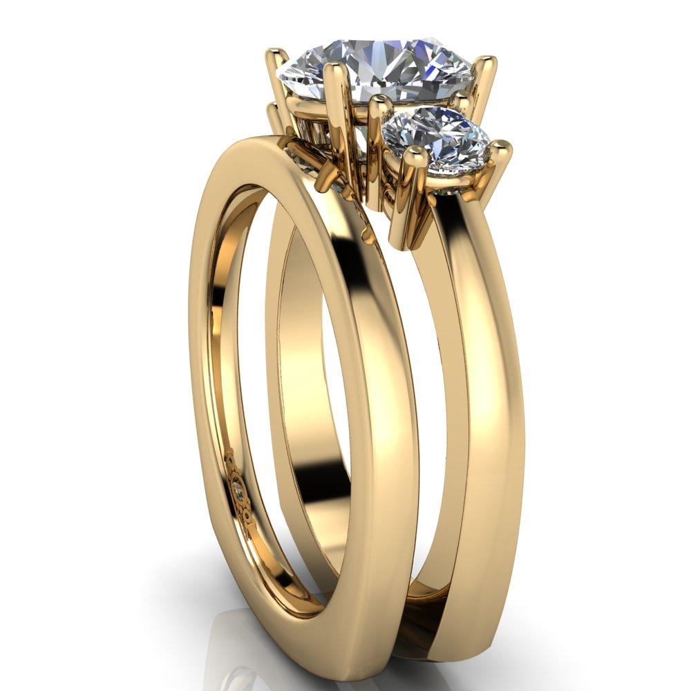 Azalea Round Moissanite Under Bezel Euro Trinity Engagement Ring-Custom-Made Jewelry-Fire & Brilliance ®