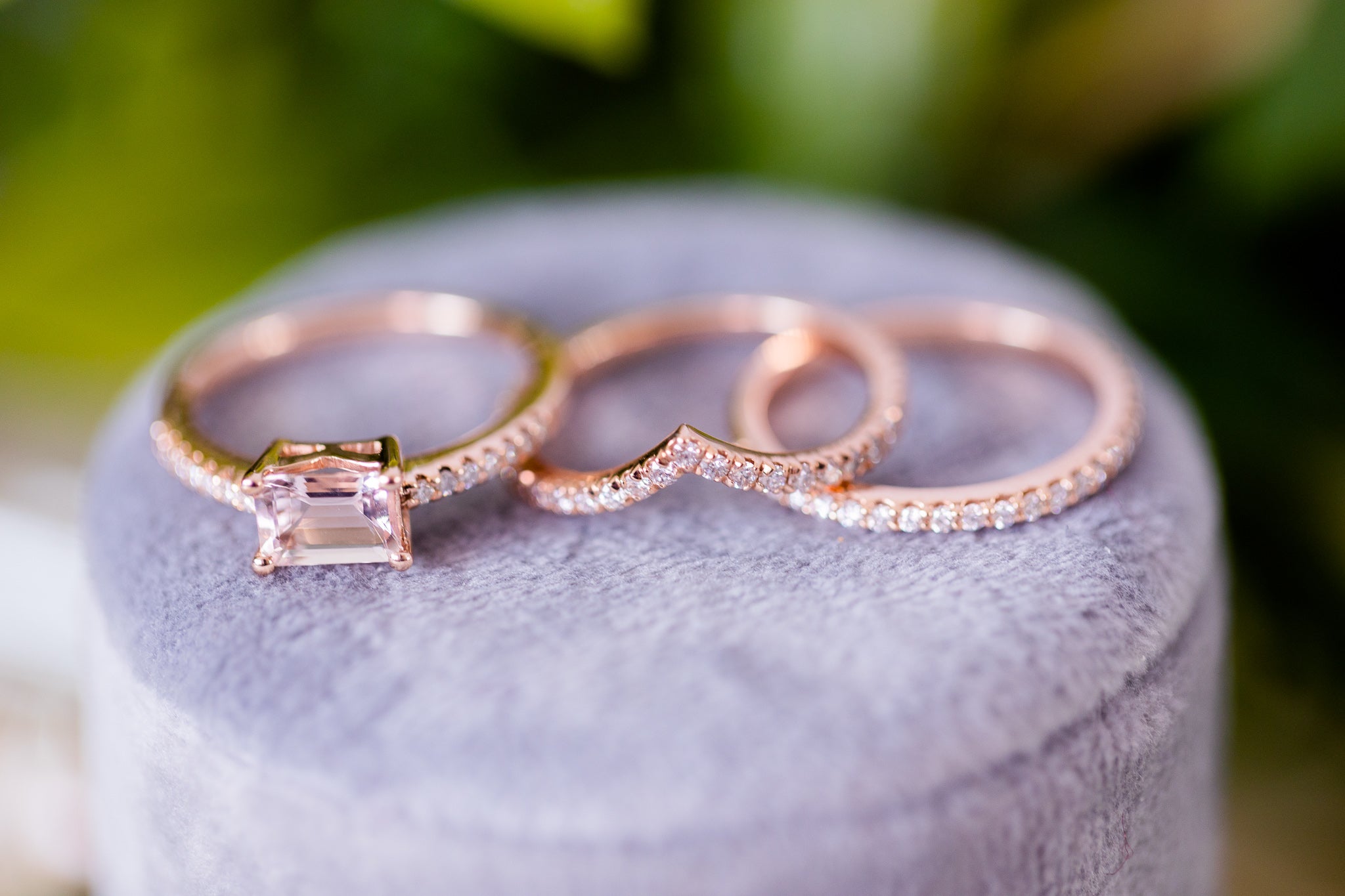 Morganite Stackable Gift Set: 3 Rings – FIRE & BRILLIANCE
