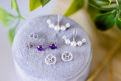 Power In Purple Gift Set: 1 Pair of Earrings & 2 Earring Jackets