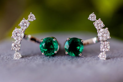 Green Gorgeous Gift Set: 1 Pair of Earrings & 2 Earring Jackets