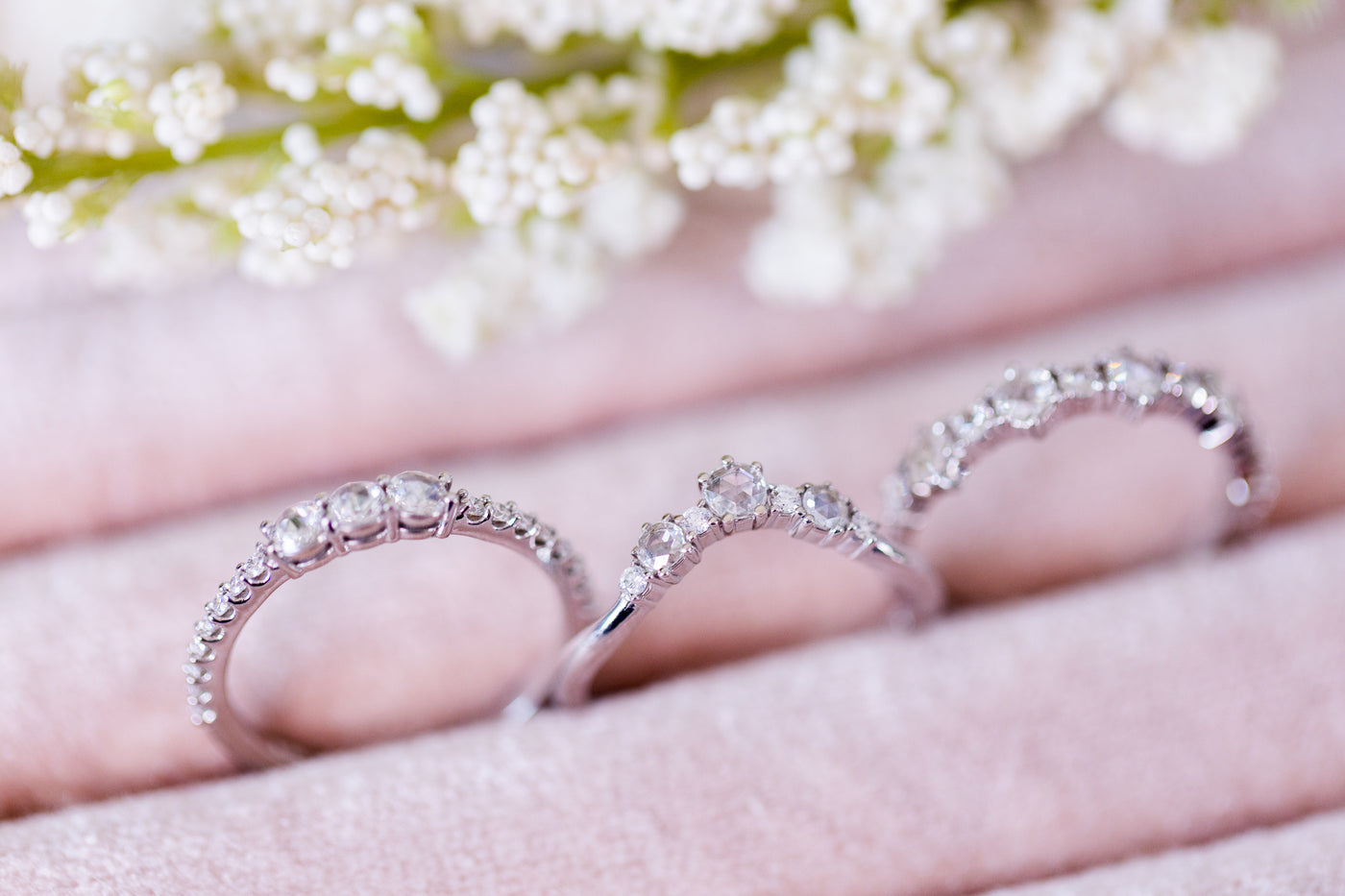 Diamond Rose Cut Gift Set: 3 Rings