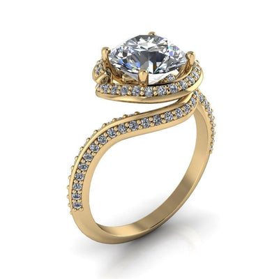 Baptiste Round Moissanite 4 Prong Diamond Halo Engagement Ring-Custom-Made Jewelry-Fire & Brilliance ®