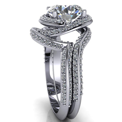 Baptiste Round Moissanite 4 Prong Diamond Halo Engagement Ring-Custom-Made Jewelry-Fire & Brilliance ®