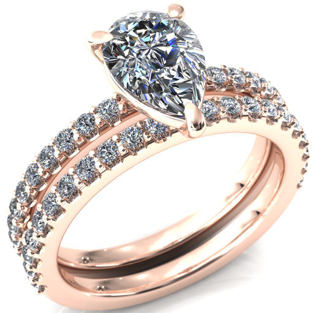 Beatrisa Pear Moissanite 3/4 Eternity 3 Prong Engagement Ring-Custom-Made Jewelry-Fire & Brilliance ®