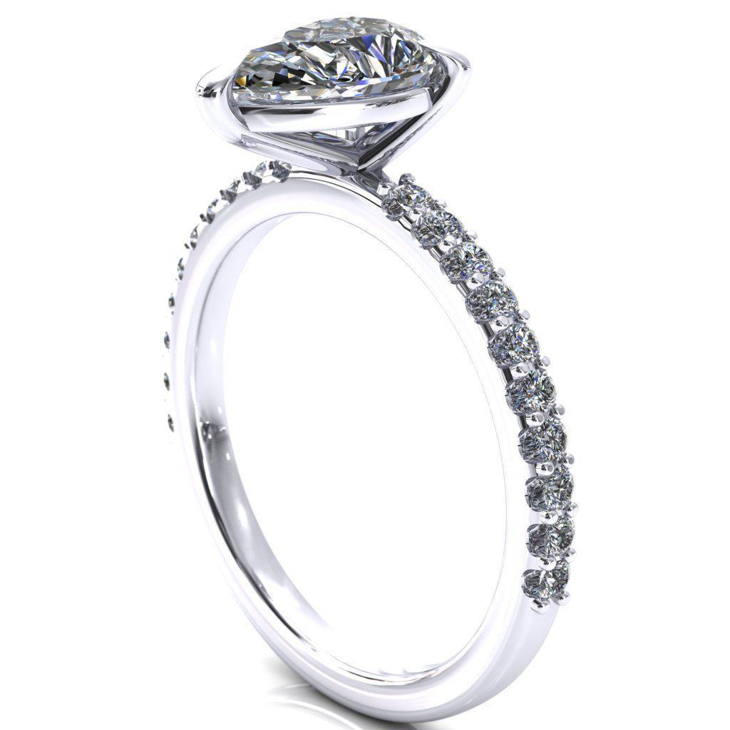 Beatrisa Pear Moissanite 3/4 Eternity 3 Prong Engagement Ring-Custom-Made Jewelry-Fire & Brilliance ®