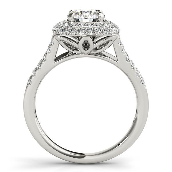 Becca Round Moissanite Split Shank Halo Cathedral Engagement Ring-Custom-Made Jewelry-Fire & Brilliance ®