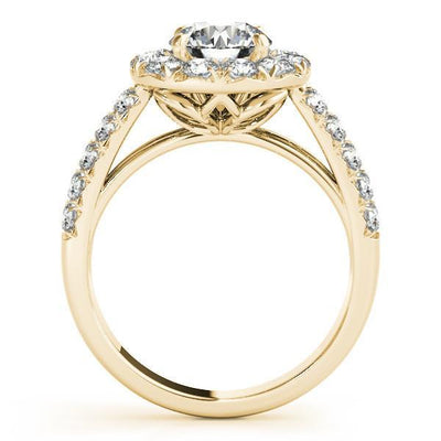 Becky Round Moissanite Halo Cathedral Engagement Ring-Custom-Made Jewelry-Fire & Brilliance ®