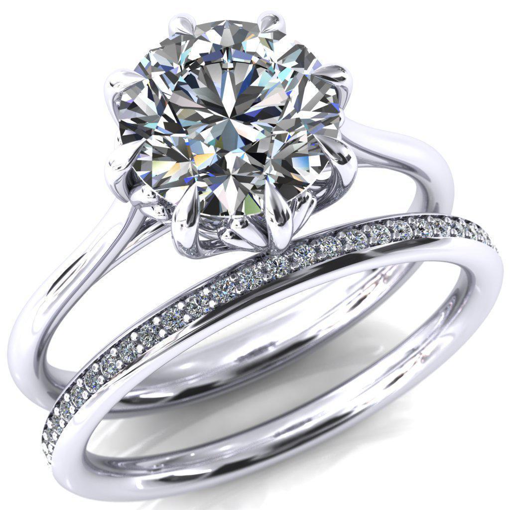 Belinda Round Moissanite Center Element Basket Setting Solid Ring-Custom-Made Jewelry-Fire & Brilliance ®