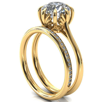 Belinda Round Moissanite Center Element Basket Setting Solid Ring-Custom-Made Jewelry-Fire & Brilliance ®