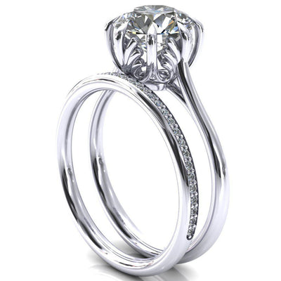 Belinda Round Moissanite Center Element Basket Setting Solid Ring-Custom-Made Jewelry-Fire & Brilliance ®