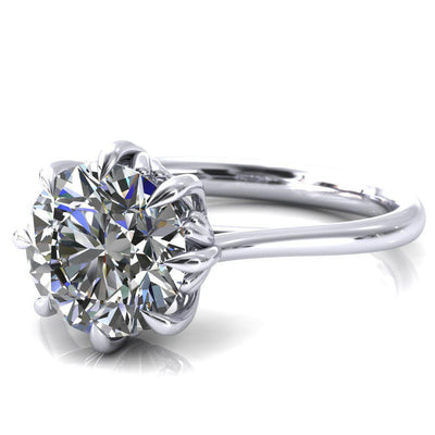 Belinda Round Moissanite Center Element Basket Setting Solid Ring-Custom-Made Jewelry-Fire & Brilliance ®