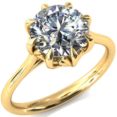 Belinda Round Moissanite Center Element Basket Setting Solid Ring-Custom-Made Jewelry-Fire & Brilliance ®