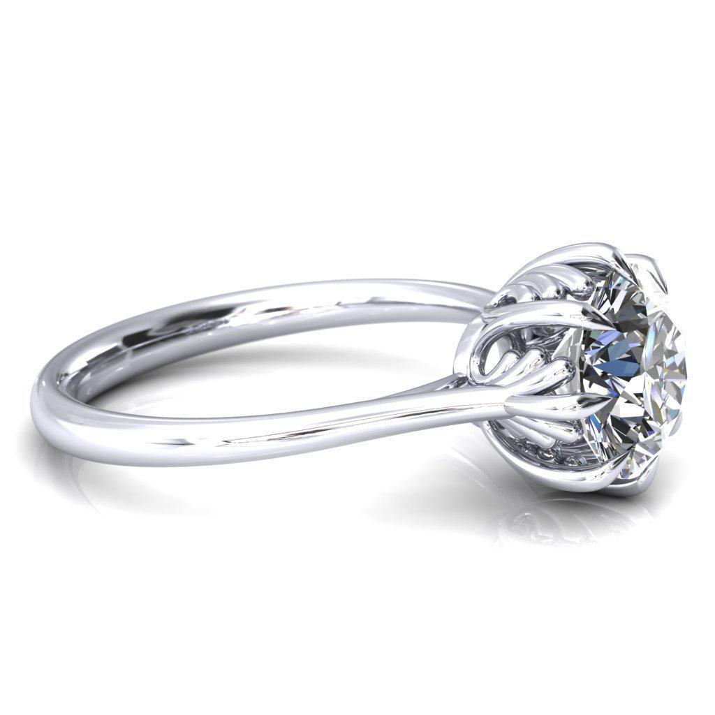 Belinda Round Moissanite Center Element Basket Setting Solid Ring-Custom-Made Jewelry-Fire & Brilliance ®