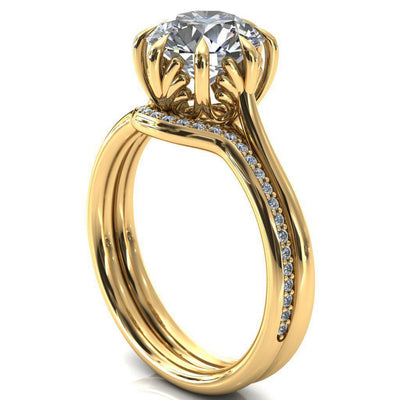 Belinda Round Moissanite Center Element Basket Setting Solid Ring-Custom-Made Jewelry-Fire & Brilliance ®