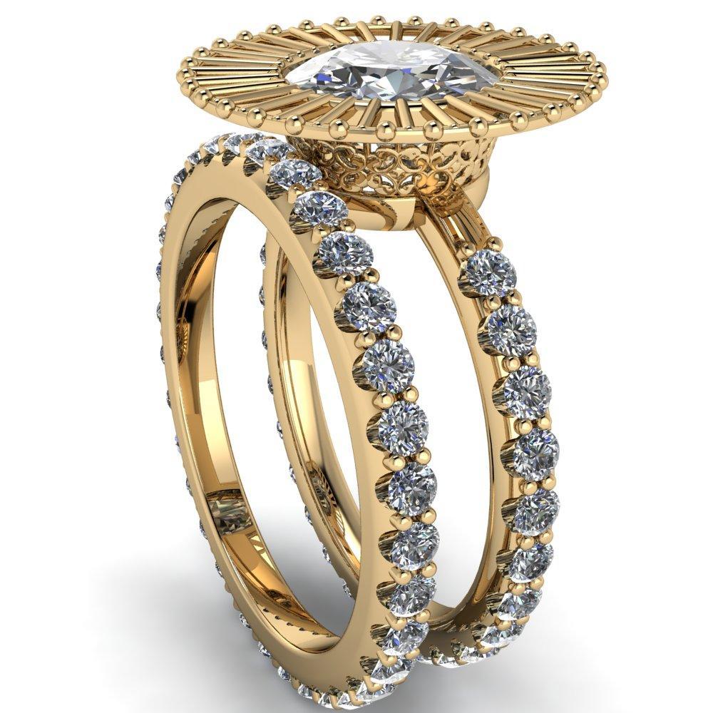 Bella Round Moissanite Carousel Filigree Halo Design Ring-Custom-Made Jewelry-Fire & Brilliance ®