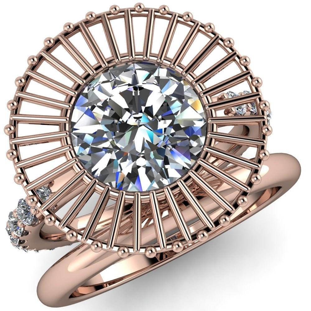 Bella Round Moissanite Carousel Filigree Halo Design Ring-Custom-Made Jewelry-Fire & Brilliance ®