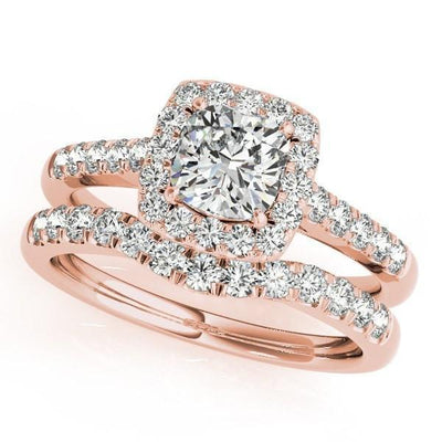 Bertha Round Moissanite Cathedral Diamond Halo Engagement Ring-Custom-Made Jewelry-Fire & Brilliance ®
