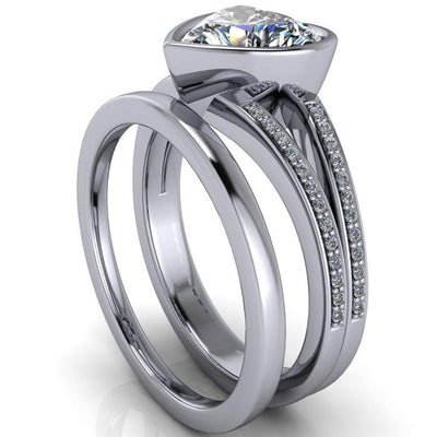 Bethany Heart Moissanite Full Bezel Split Shank Diamond Channel Ring-Custom-Made Jewelry-Fire & Brilliance ®