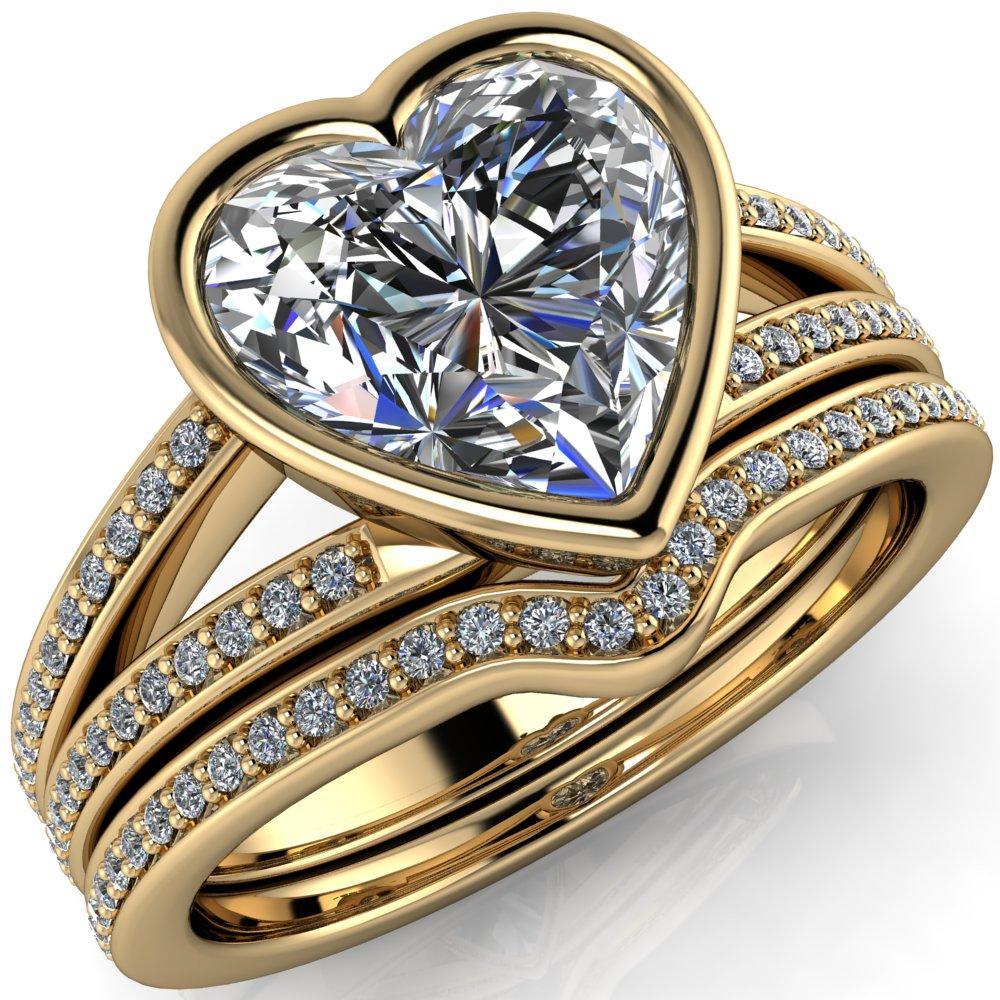 Bethany Heart Moissanite Full Bezel Split Shank Diamond Channel Ring-Custom-Made Jewelry-Fire & Brilliance ®