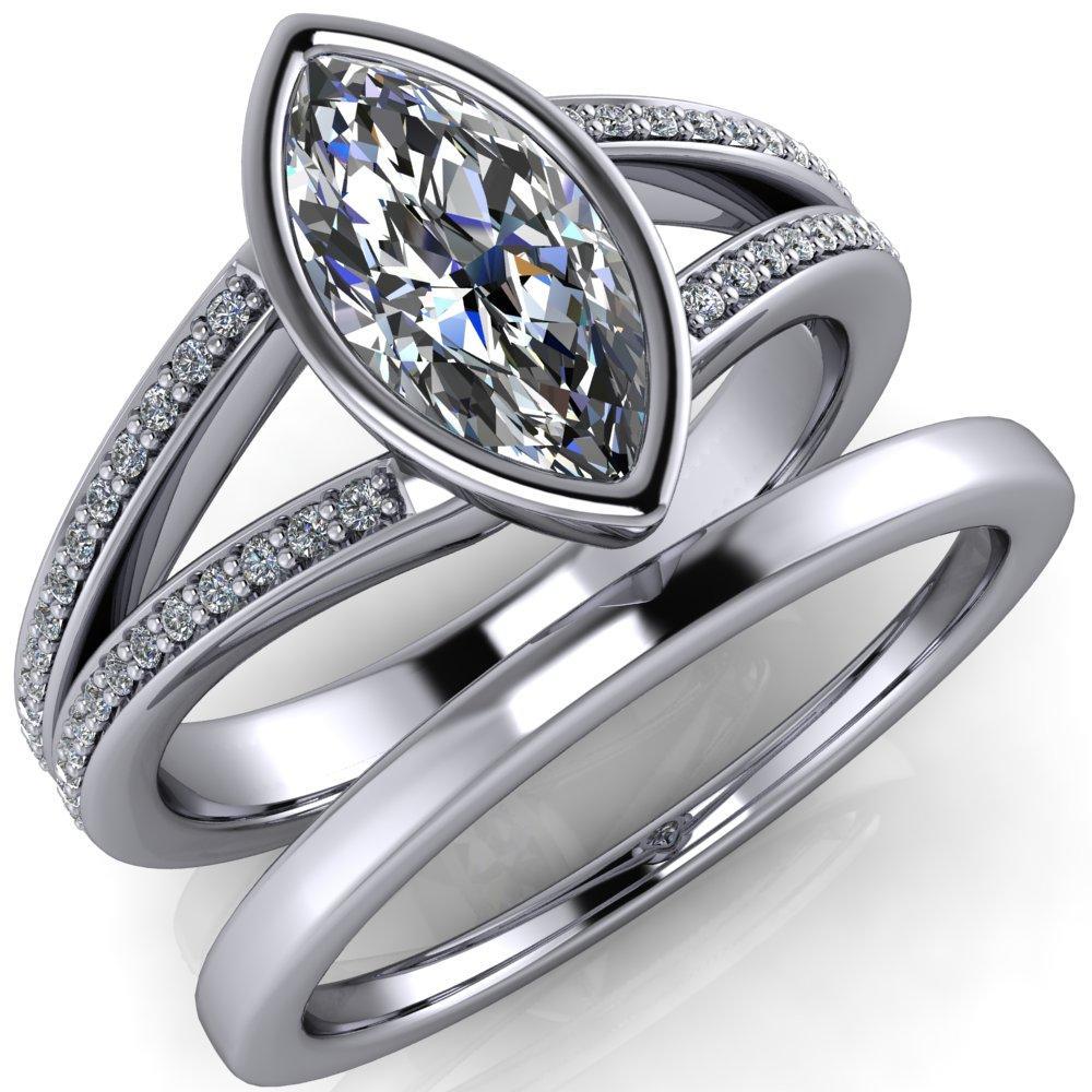 Bethany Marquise Moissanite Full Bezel Split Shank Diamond Channel Ring-Custom-Made Jewelry-Fire & Brilliance ®