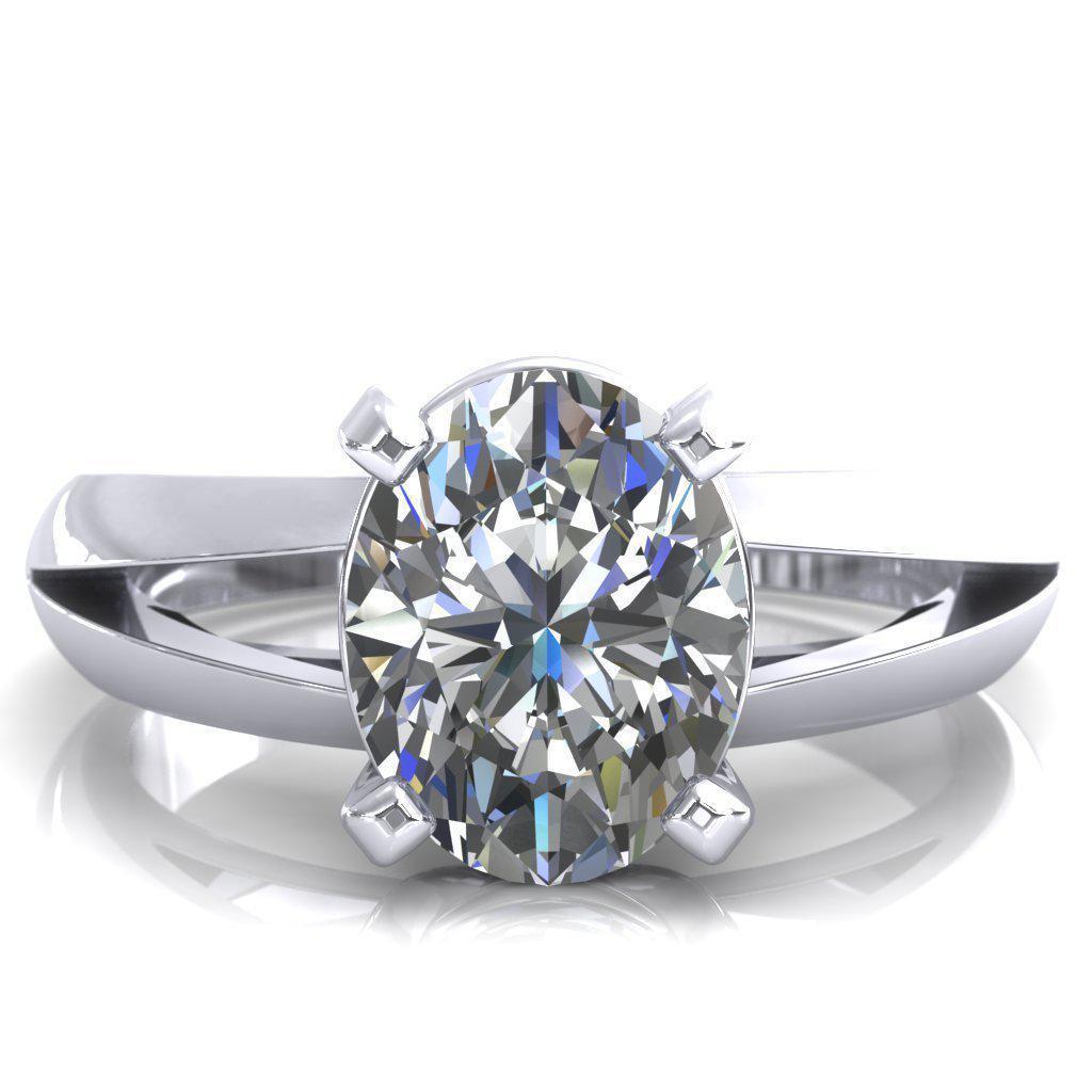 Beverley Oval Moissanite 4 Prong Split Shank High Setting Cathedral Ring-Custom-Made Jewelry-Fire & Brilliance ®