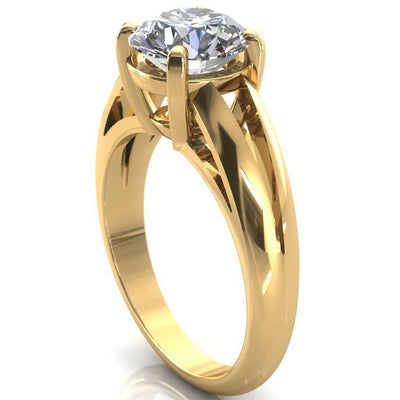 Beverley Round Moissanite 4 Prong Thick Split Shank High Setting Cathedral Ring-Custom-Made Jewelry-Fire & Brilliance ®