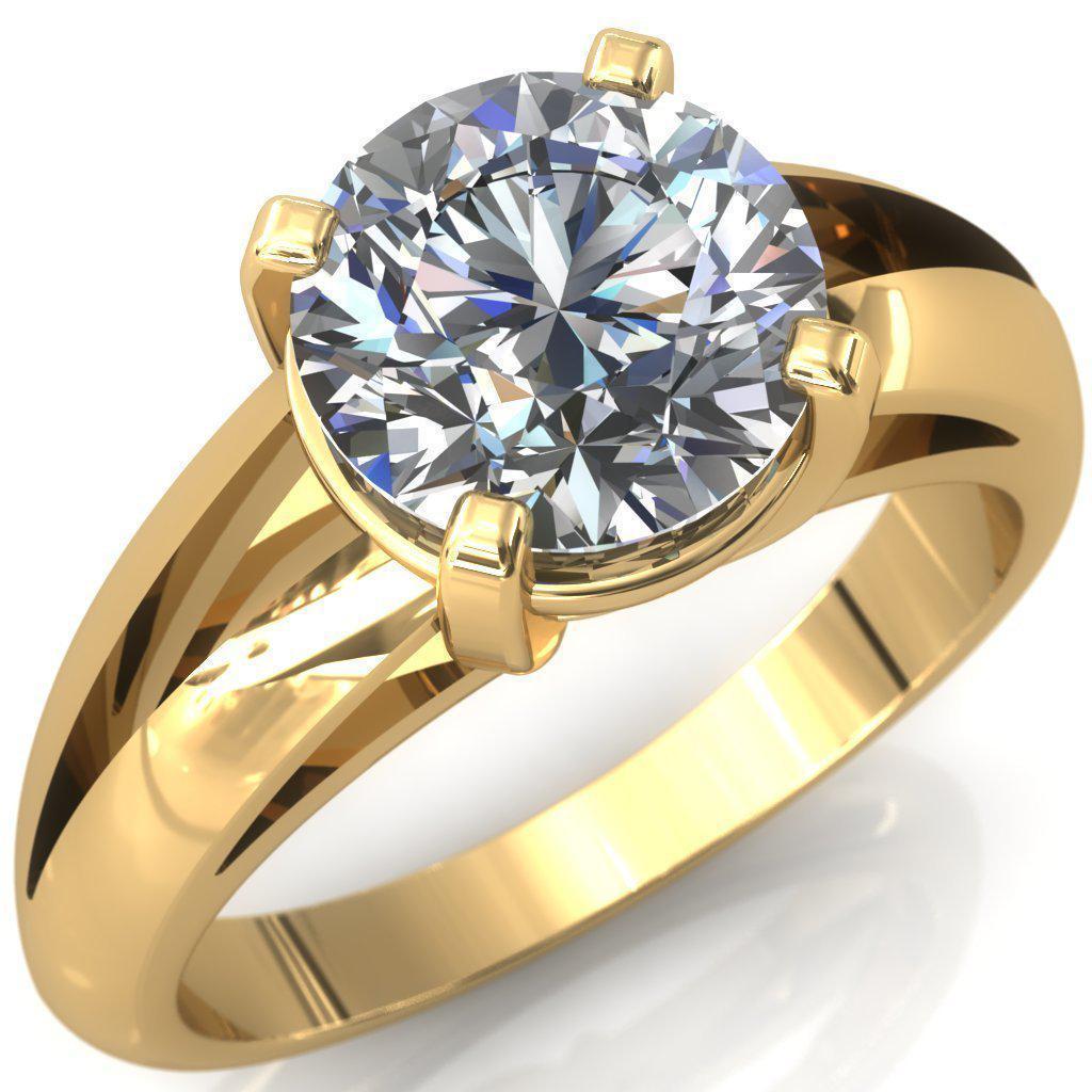 Beverley Round Center Stone Prong Thick Split Shank High Setting