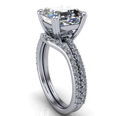 Beverly Asscher Moissanite Half-Eternity Diamond 4 Double Prong Ring-Custom-Made Jewelry-Fire & Brilliance ®