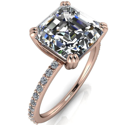 Beverly Asscher Moissanite Half-Eternity Diamond 4 Double Prong Ring-Custom-Made Jewelry-Fire & Brilliance ®