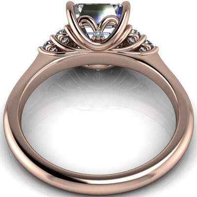 Biddle Asscher Moissanite Trio Side Diamonds Engagement Ring-Custom-Made Jewelry-Fire & Brilliance ®