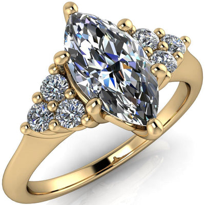 Biddle Marquise Moissanite Trio Side Diamonds Engagement Ring-Custom-Made Jewelry-Fire & Brilliance ®