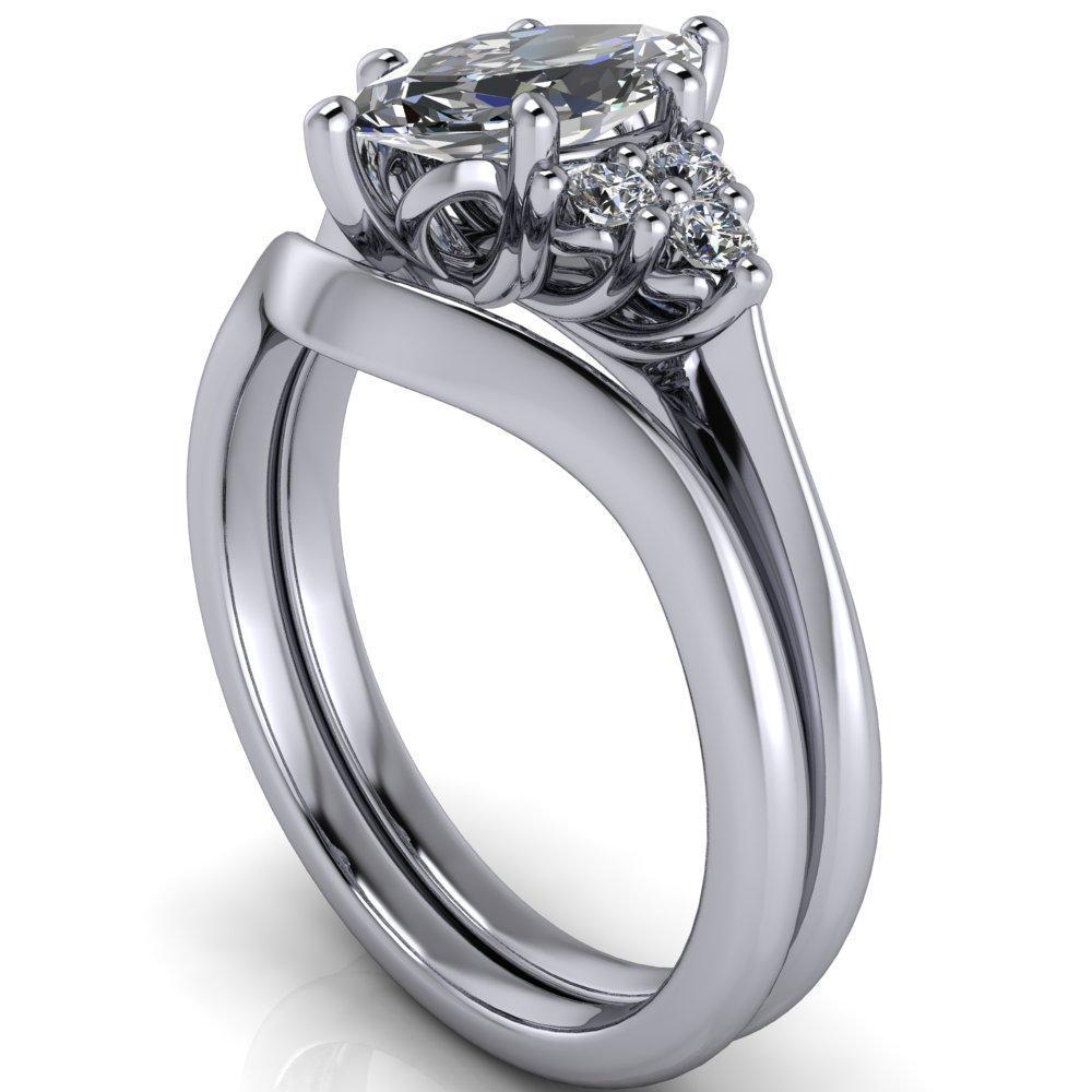 Biddle Marquise Moissanite Trio Side Diamonds Engagement Ring-Custom-Made Jewelry-Fire & Brilliance ®