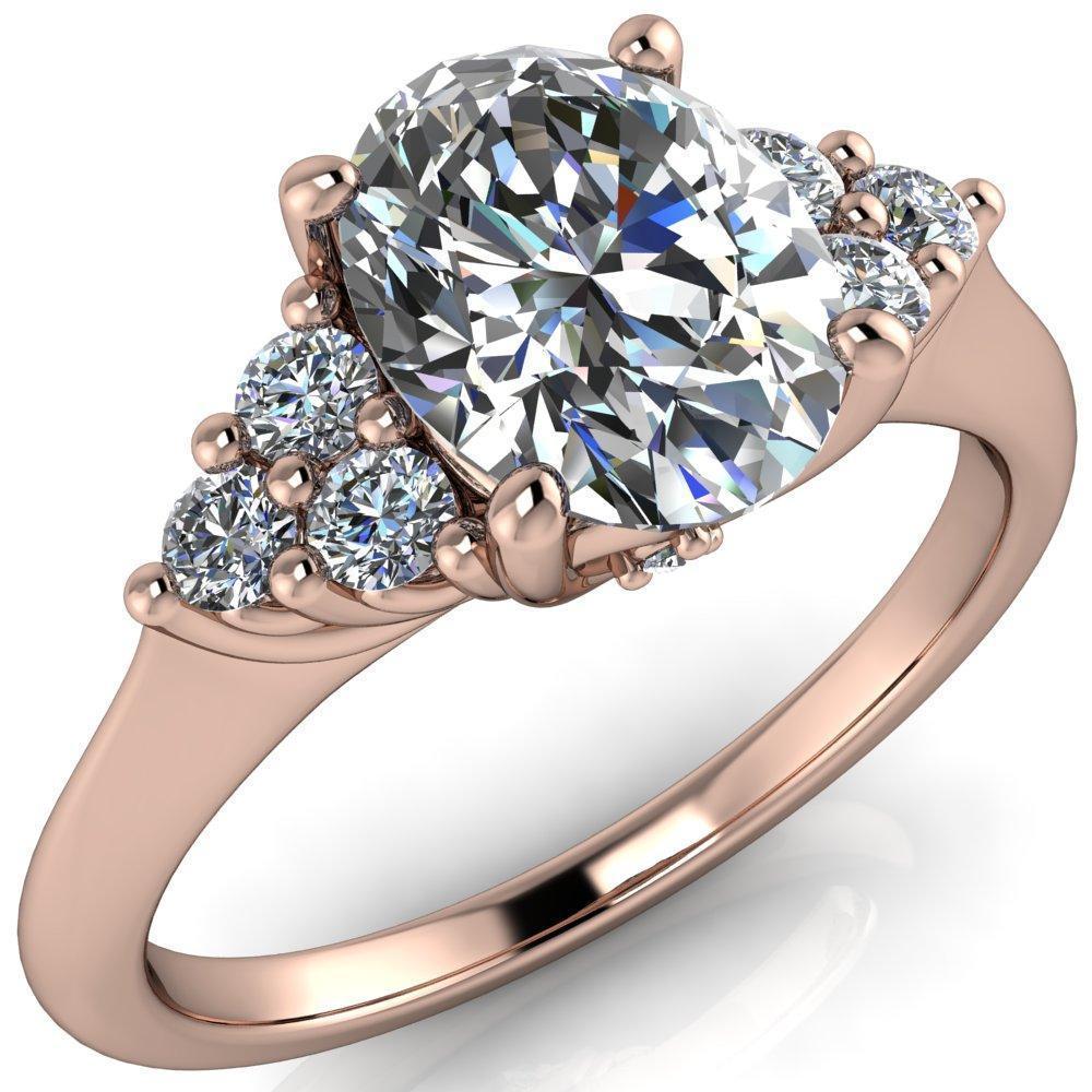 Biddle Oval Moissanite Trio Side Diamonds Engagement Ring-Custom-Made Jewelry-Fire & Brilliance ®